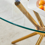 Dining Table Round Glass Top With Gleaming Golden Base Gold - Furniture Home Direct