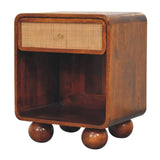 Open Woven Bedside Table, 1 Drawer - Chestnut - Furniture Home Direct