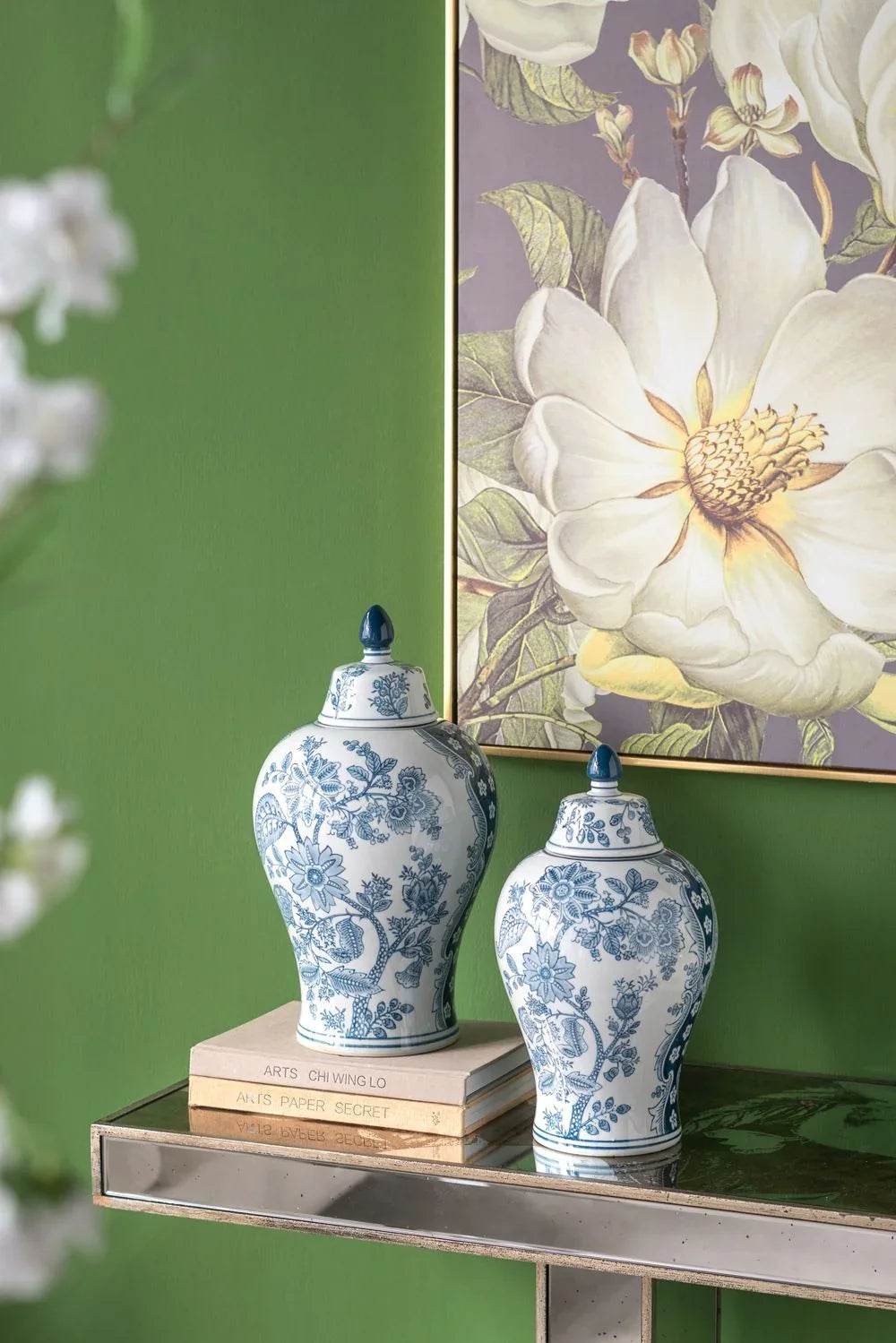 Rectangular Console Table With Elegant Floral Design And Mirrored - Silver Multi - Furniture Home Direct