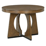 Dining Set Round Table With Four Upholstered Chairs Walnut - Furniture Home Direct