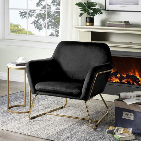 Keira - Velvet Accent Chair With Metal Base - Furniture Home Direct