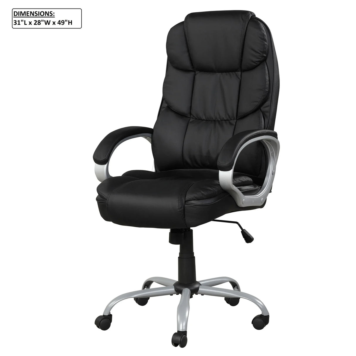 Upholstered Office Chair, Adjustable Height Swivel Chair - Black - Furniture Home Direct