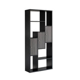 Bookcase Display Storage Cabinet, Multi Shelves - Black / Distressed Gray - Furniture Home Direct