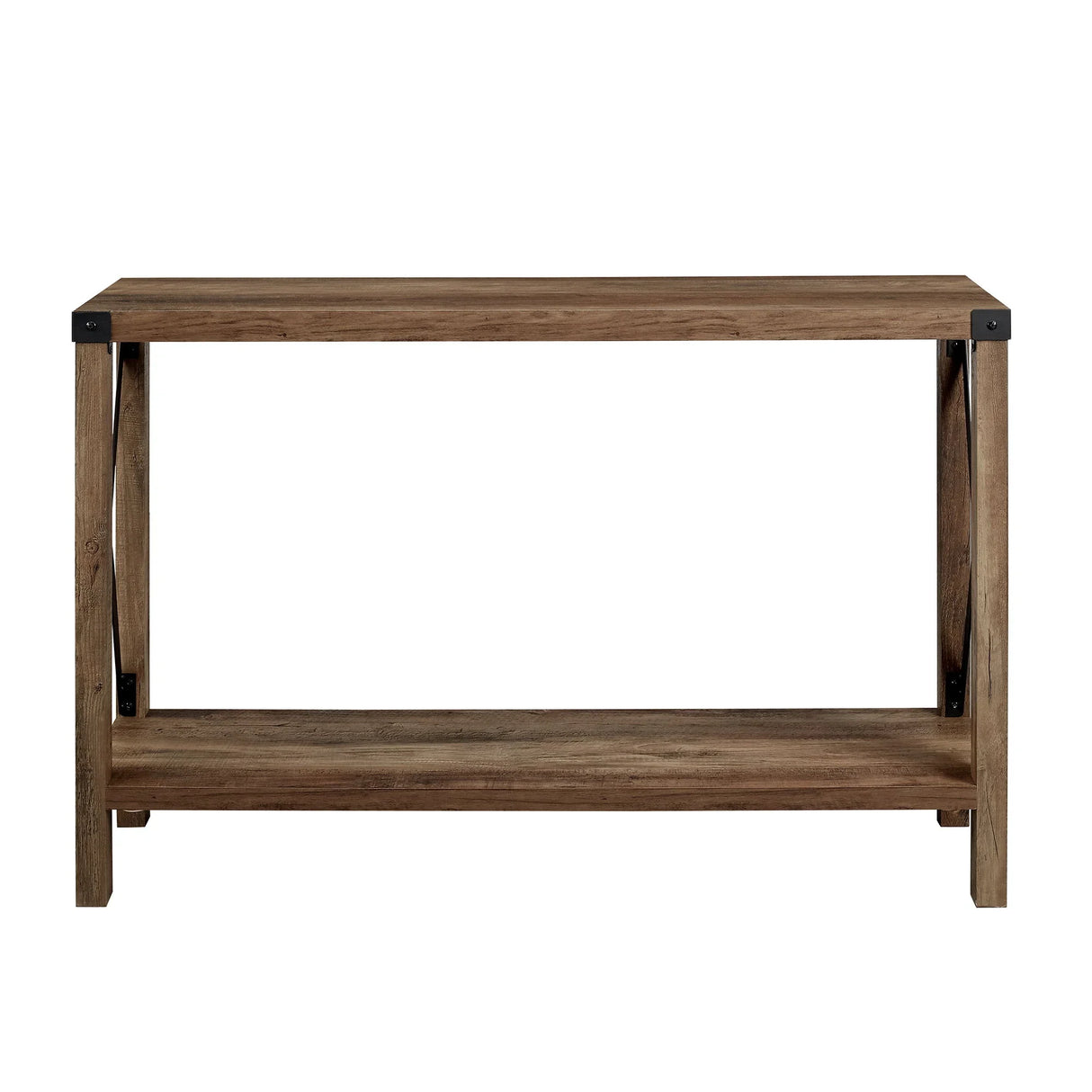 Farmhouse Metal X Table With Lower Shelf - Furniture Home Direct