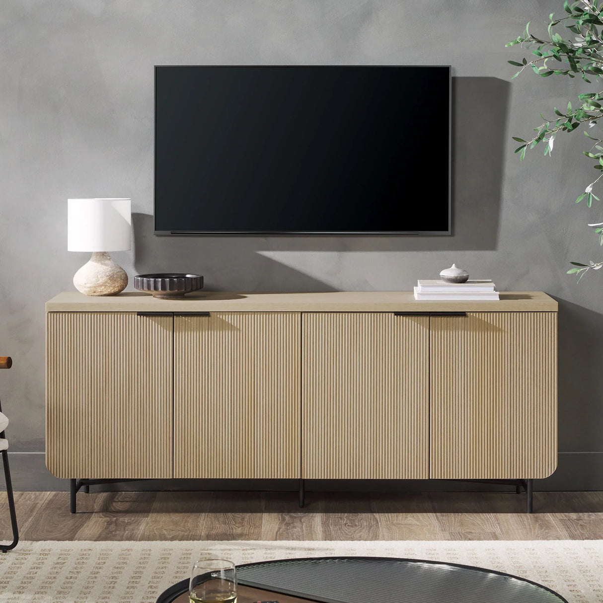 Modern Fluted Door Minimalist Storage Sideboard - Furniture Home Direct