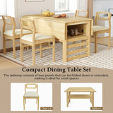 5 Piece Extendable Wood Square Dining Table Set With 2 Drop Leaves - Furniture Home Direct