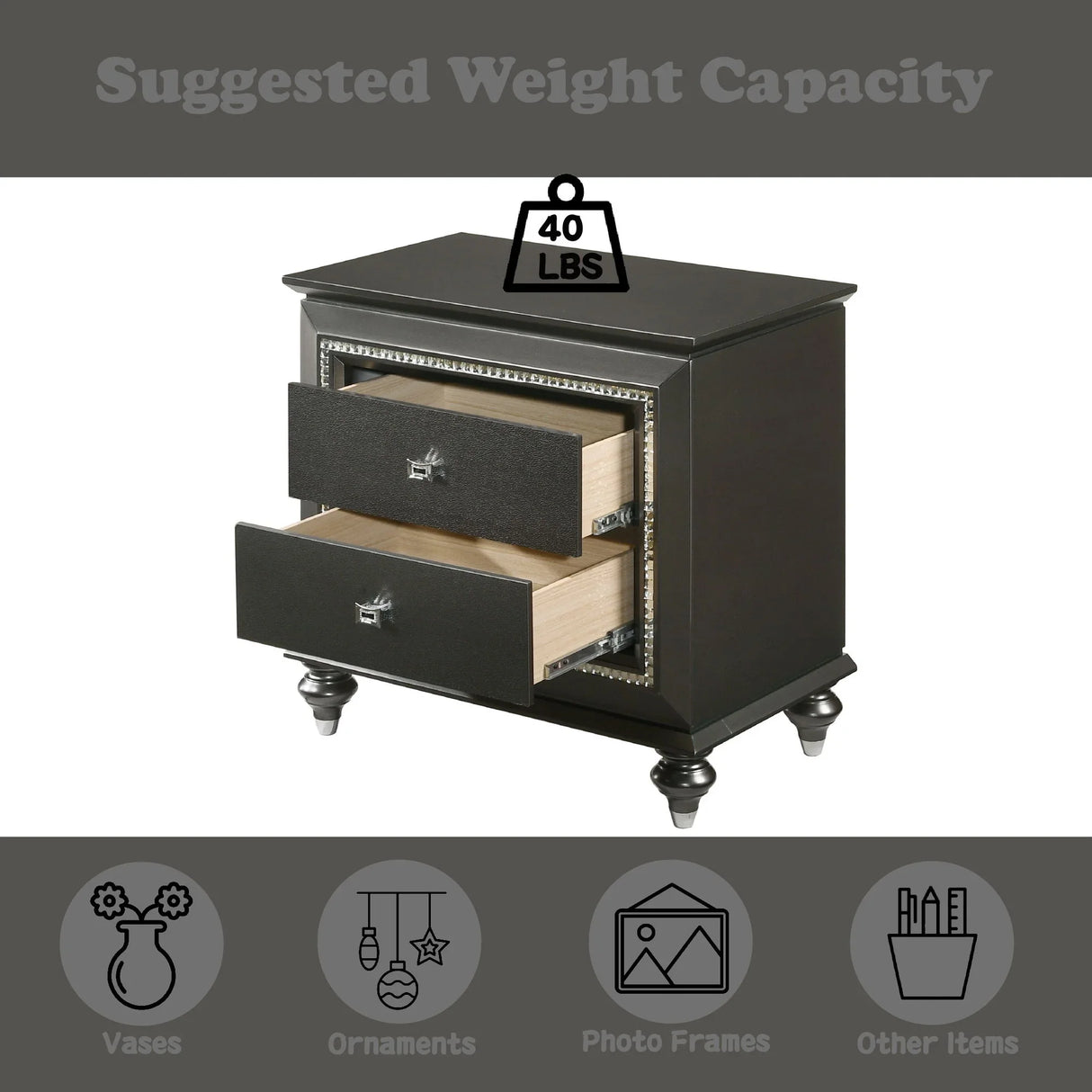 Kaitlyn - Nightstand, Elegant Design - Furniture Home Direct