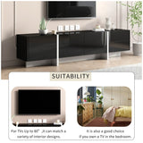 TV Stand High Gloss Console 74 Inch Length Modern Black - Furniture Home Direct