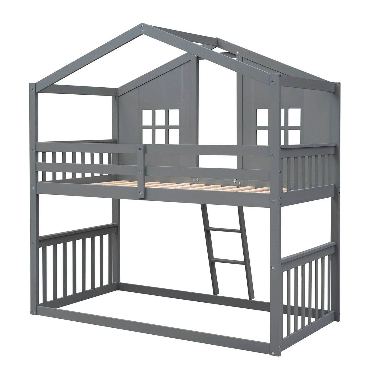 House Bunk Bed With Ladder, Wood Bed - Furniture Home Direct
