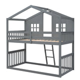 House Bunk Bed With Ladder, Wood Bed - Furniture Home Direct