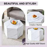Coffee Table Marble-Effect Cube Geometric Design White - Furniture Home Direct