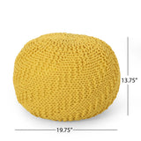 Bordeaux - Knitted Cotton Round Pouf Ottoman - Furniture Home Direct