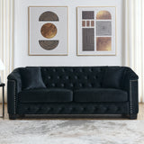 Sofa And Loveseat - Velvet Black - Furniture Home Direct