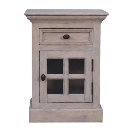 Glazed Bedside Table - Stone White - Furniture Home Direct