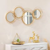 Round Mirror Wall Art Set With Gold Metal Rings Gold - Furniture Home Direct