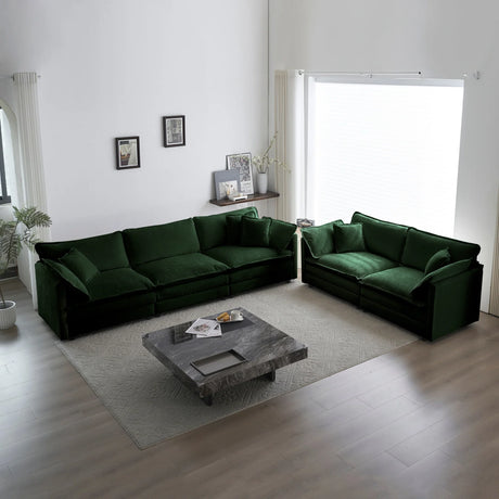 2 Pc Chenille Living Room Set - Green - Furniture Home Direct