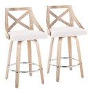 Charlotte - Farmhouse Fixed Height Counter Stool With Swivel And Round Footrest (Set of 2) - Furniture Home Direct