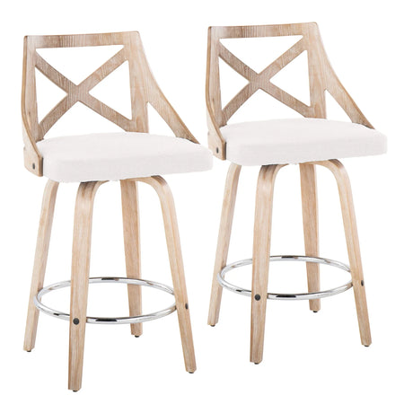 Charlotte - Farmhouse Fixed Height Counter Stool With Swivel And Round Footrest (Set of 2) - Furniture Home Direct