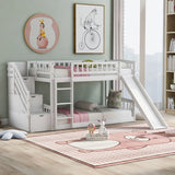 Twin Over Twin Stairway Bunk Bed With Two Drawers And Slide - Furniture Home Direct