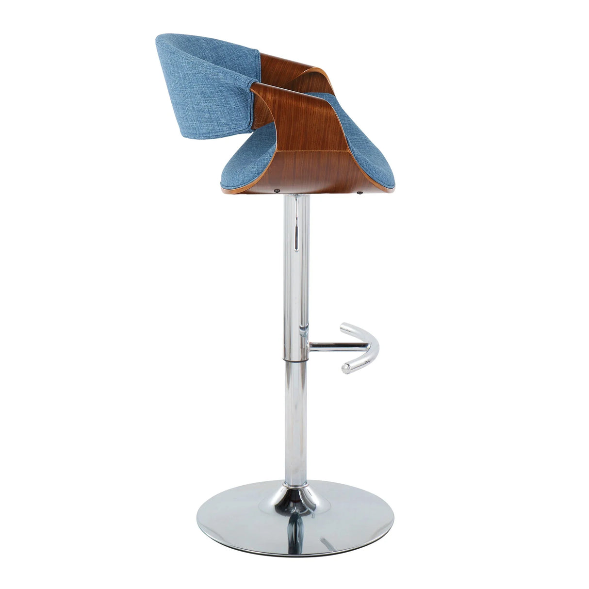 Curvo - Mid Century Modern Adjustable Barstool With Swivel With Rounded T Footrest (Set of 2) - Furniture Home Direct