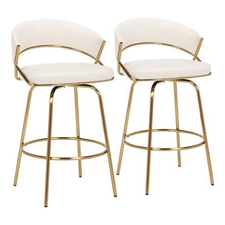 Jie - Glam Fixed Height Counter Stool (Set of 2) - Furniture Home Direct