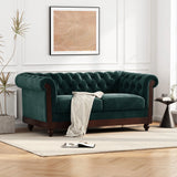 Chesterfield Velvet Loveseat Sofa, 2 Person Rolled Arm Upholstered Couch