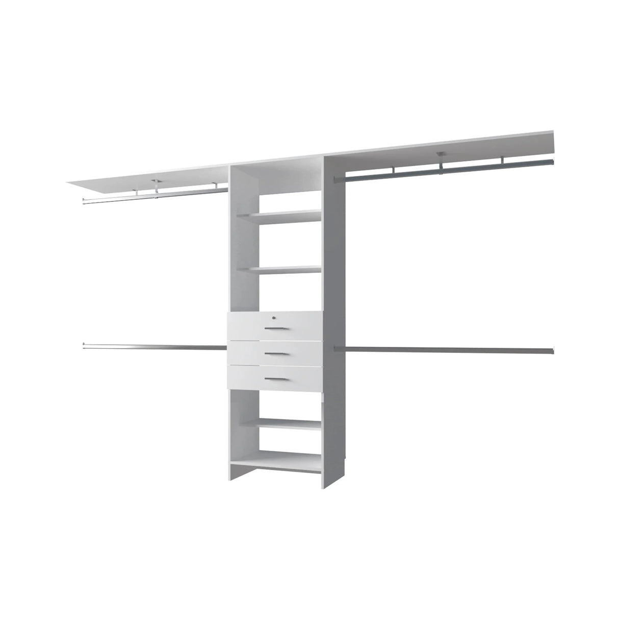 Modular Closet System With Hanging Rods And Shelves White - Furniture Home Direct