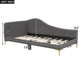 Upholstered Daybed With Headboard And Armrest, Support Legs - Furniture Home Direct