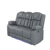 Raize - 10 Power Reclining Sofa With DDT, WC And LED - Gray - Furniture Home Direct