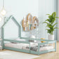 Wood Bed With House Shaped Headboard Floor Bed With Fences - Furniture Home Direct