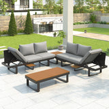Outdoor Sectional Sofa Set With Adjustable Reclining Seats - Furniture Home Direct