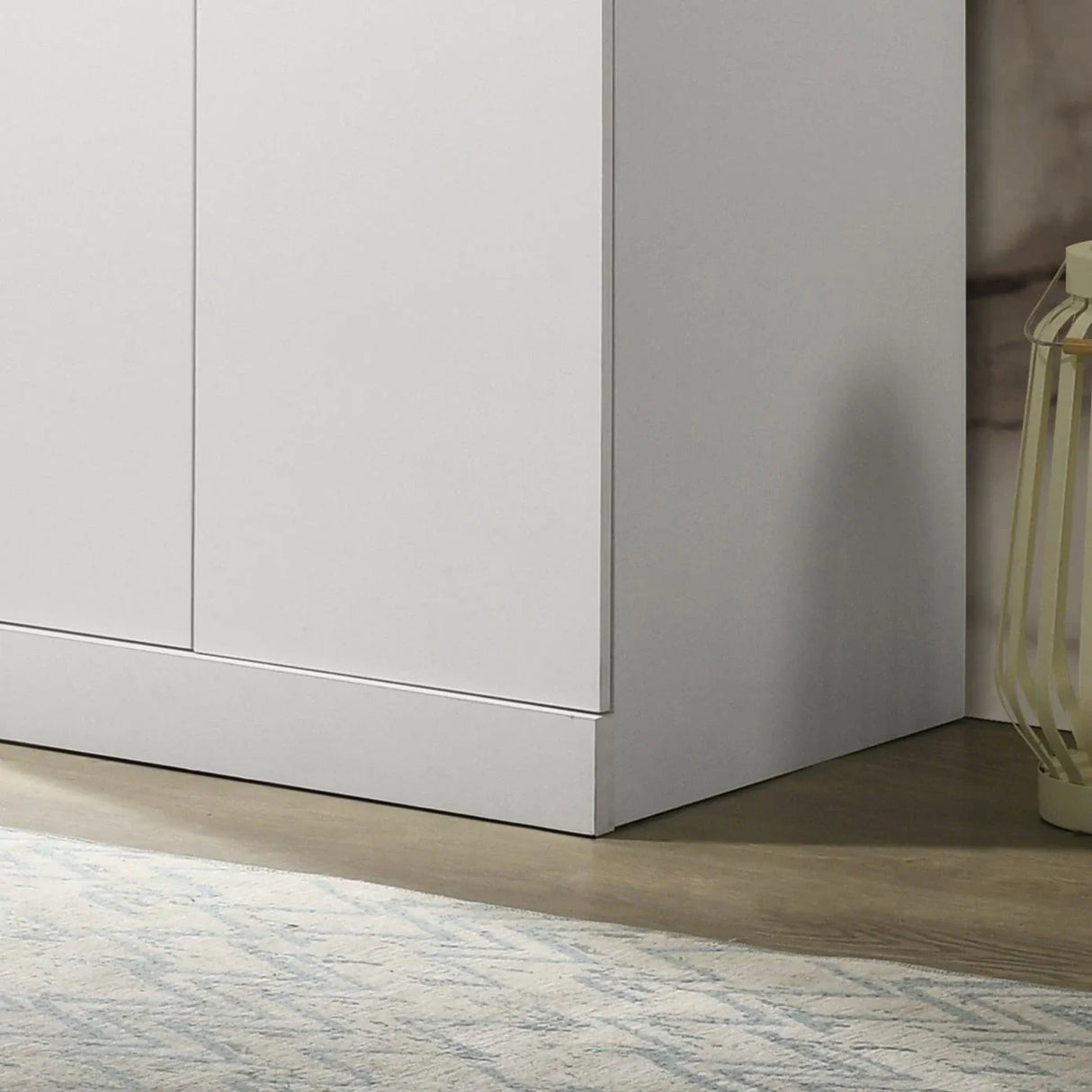 Michael - Double Door Wardrobe Cabinet Armoire With Shelf And Hanging Rod - White - Furniture Home Direct