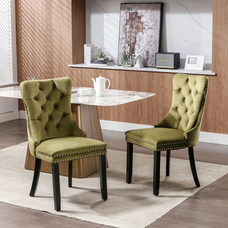 Nikki - Modern, High-End Tufted Solid Wood Contemporary Velvet Upholstered Dining Chair With Wood Legs Nailhead Trim (Set of 2) - Furniture Home Direct