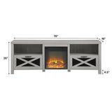 Industrial Farmhouse Metal Mesh Drop Down X Door Fireplace TV Stand - Furniture Home Direct