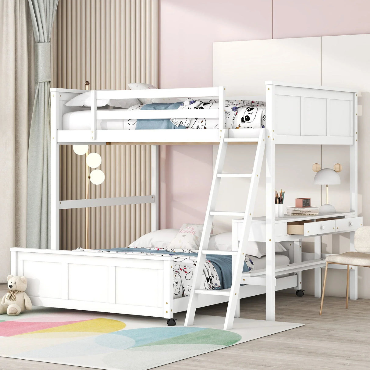 Full Over Full Bunk Bed With Desk - Furniture Home Direct