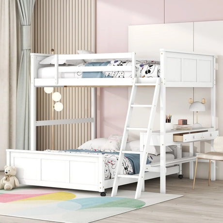 Full Over Full Bunk Bed With Desk - Furniture Home Direct