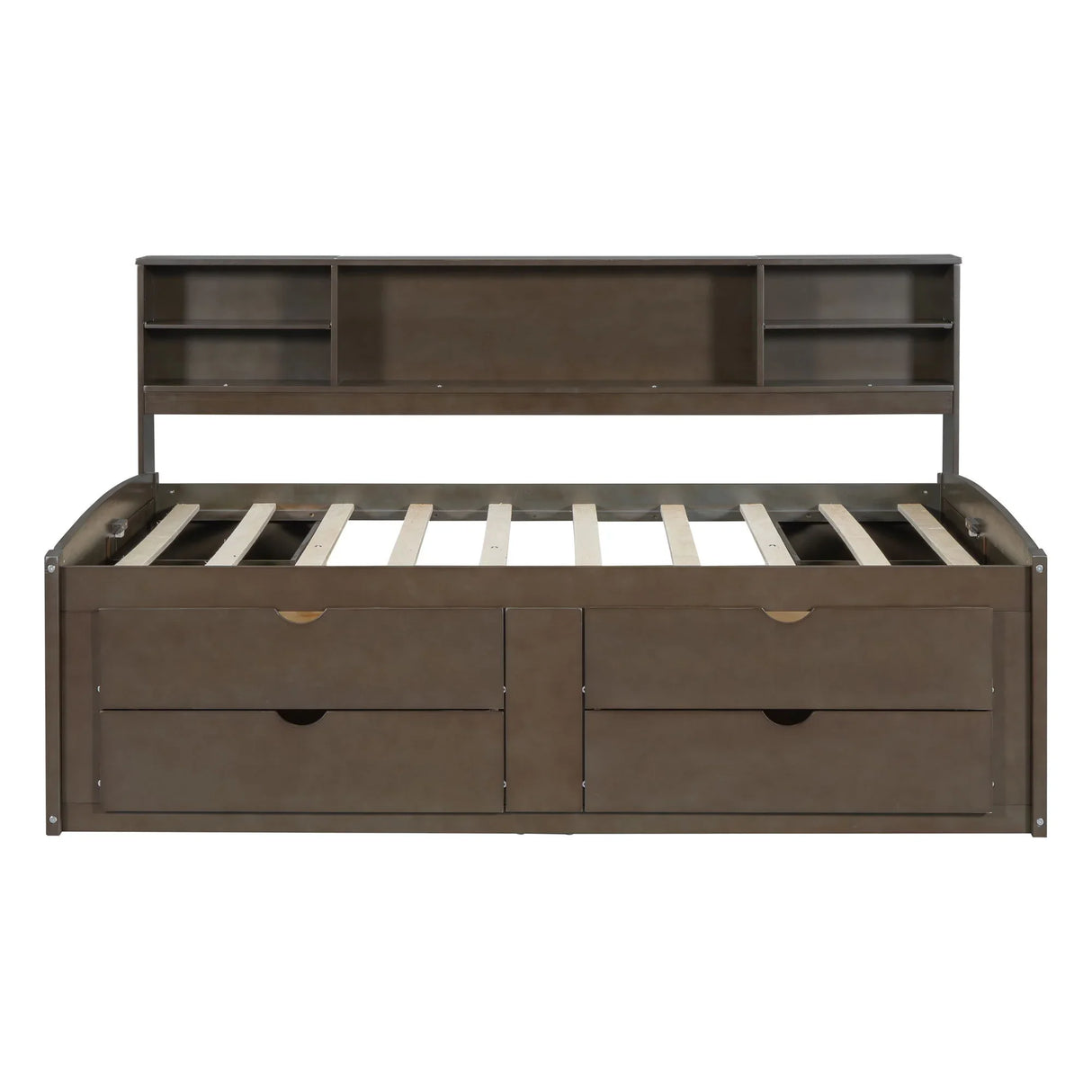 Daybed With 2 Bedside Cabinets, Upper Shelves And 4 Drawers - Furniture Home Direct