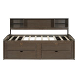 Daybed With 2 Bedside Cabinets, Upper Shelves And 4 Drawers - Furniture Home Direct