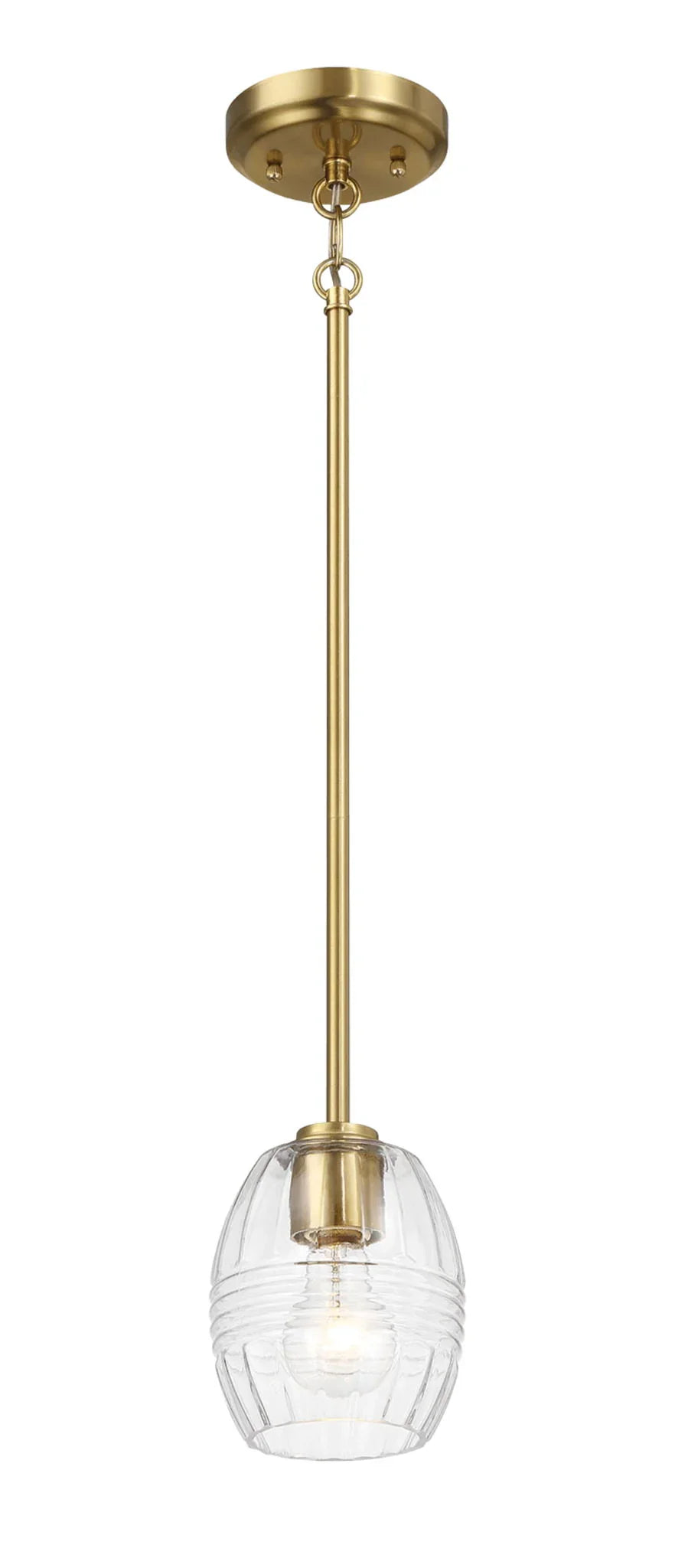 Vista - Single Pendant Chain Hanging Light - Clear / Gold - Furniture Home Direct
