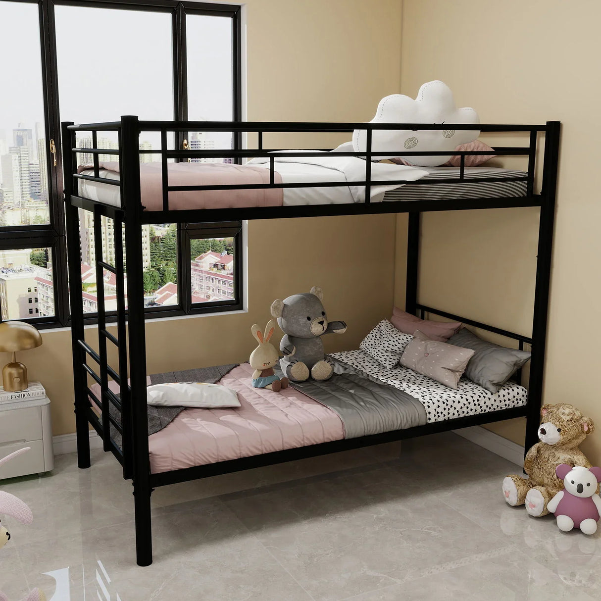 Bunk Bed For Kids, Convertible Frame With Ladders & Guardrail - Furniture Home Direct