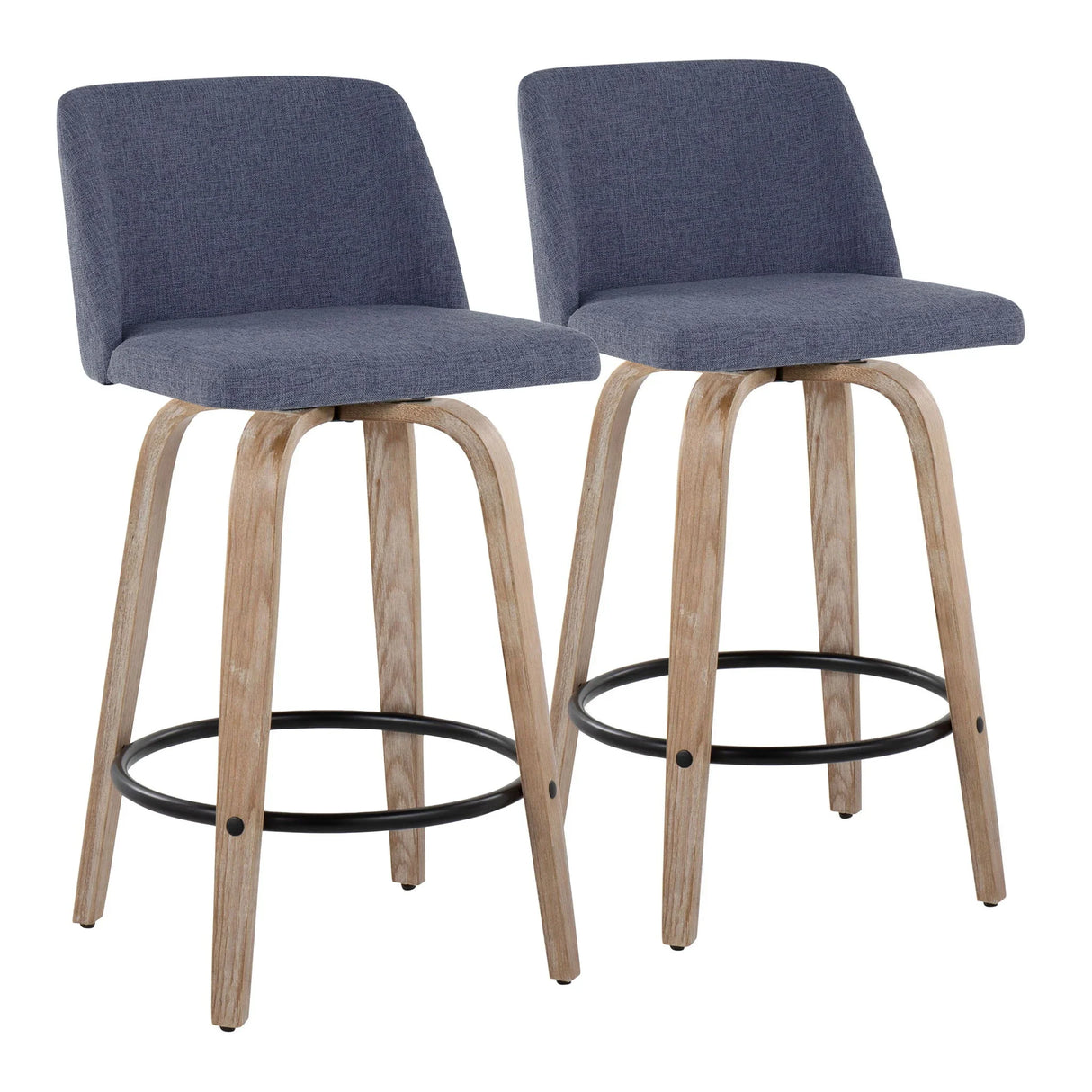 Toriano - Contemporary Fixed-Height Counter Stool & Swivel With Round Footrest (Set of 2) - Furniture Home Direct