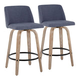 Toriano - Contemporary Fixed-Height Counter Stool & Swivel With Round Footrest (Set of 2) - Furniture Home Direct