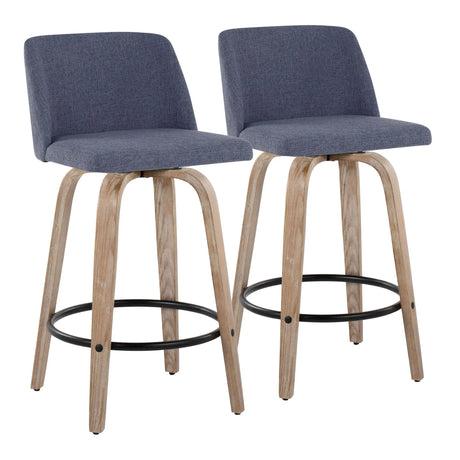 Toriano - Contemporary Fixed-Height Counter Stool & Swivel With Round Footrest (Set of 2) - Furniture Home Direct