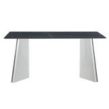 Dining Table Marble Pattern Slab With Butterfly Legs Black - Furniture Home Direct