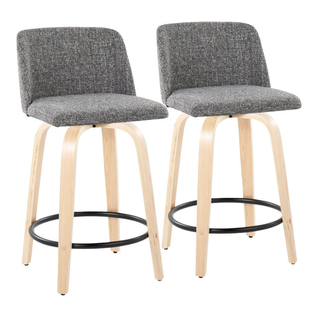 Toriano - Contemporary, Fixed Height Counter Stool With Swivel And Round Footrest (Set of 2) - Furniture Home Direct