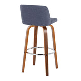 Toriano - Mid Century Modern Fixed Height, Barstool With Swivel With Round Footrest (Set of 2) - Furniture Home Direct
