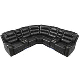 Manual Reclining Sectional Sofa Set, L Shaped Symmetrical Motion Sofa Corner Couch Sets With Storage Boxes, 4 Cup Holders And LED Light Strip For Living Room - Furniture Home Direct