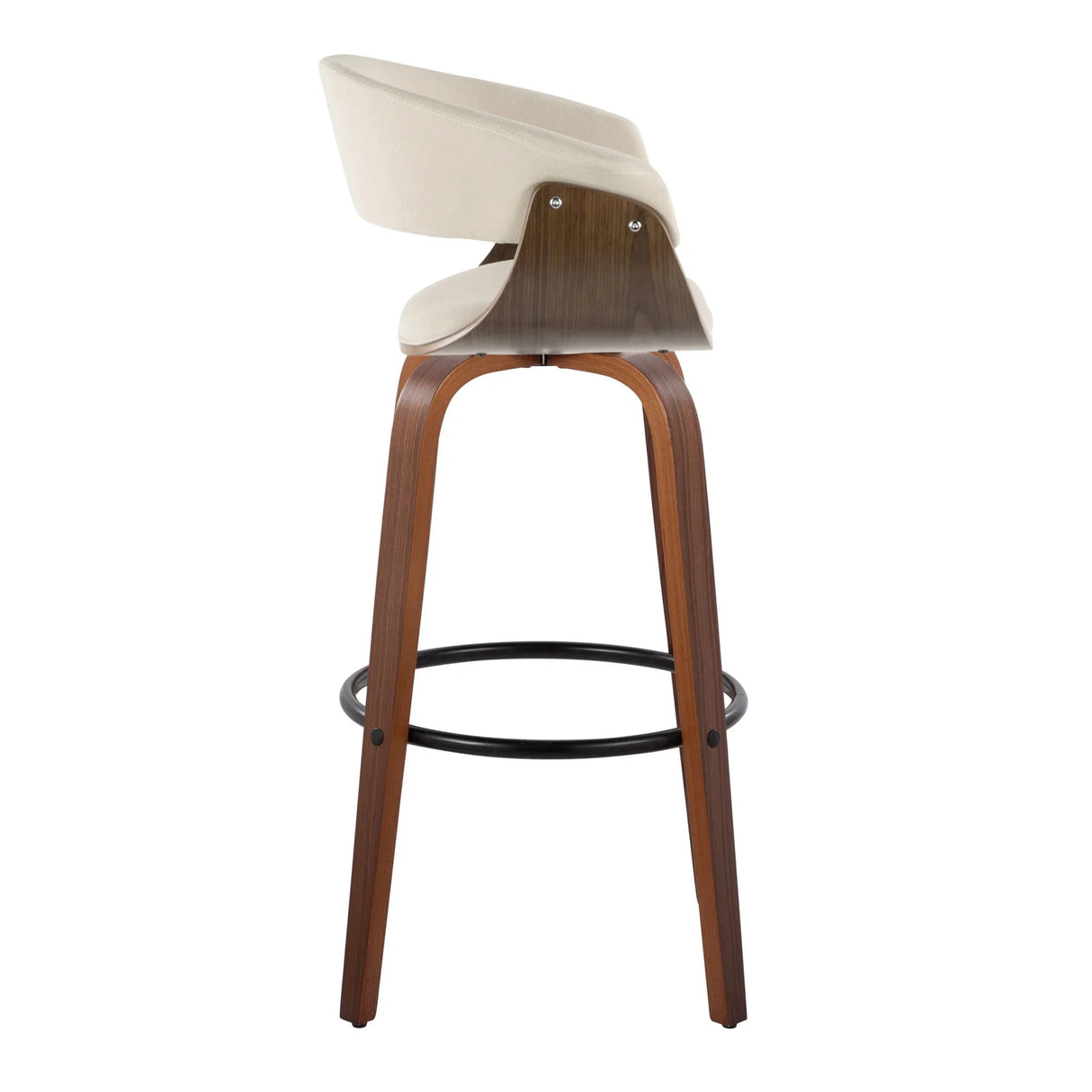 Vintage Mod - Mid Century Modern Fixed Height Barstool With Swivel & Round Footrest (Set of 2) - Furniture Home Direct