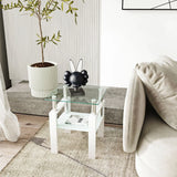Modern Tempered Glass Tea Table, End Square Table For Living Room - Furniture Home Direct