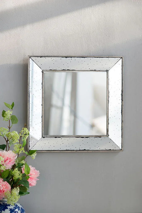 Distressed Accent Mirror, Traditional Style Framed Wall Mirror For Living Room - Furniture Home Direct